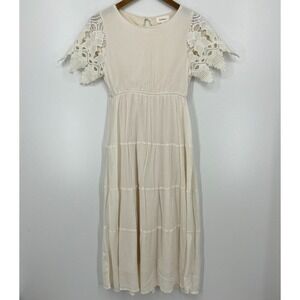 Bohme Maxi Dress Women's Size S White Lace Long Length Crochet Sleeves